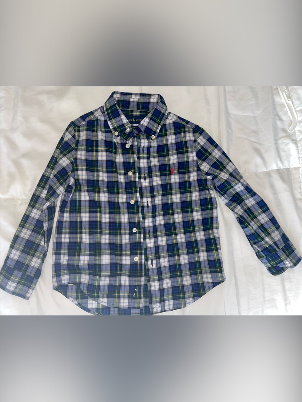 Ralph Lauren Blue and Green Plaid Button-Down Shirt
